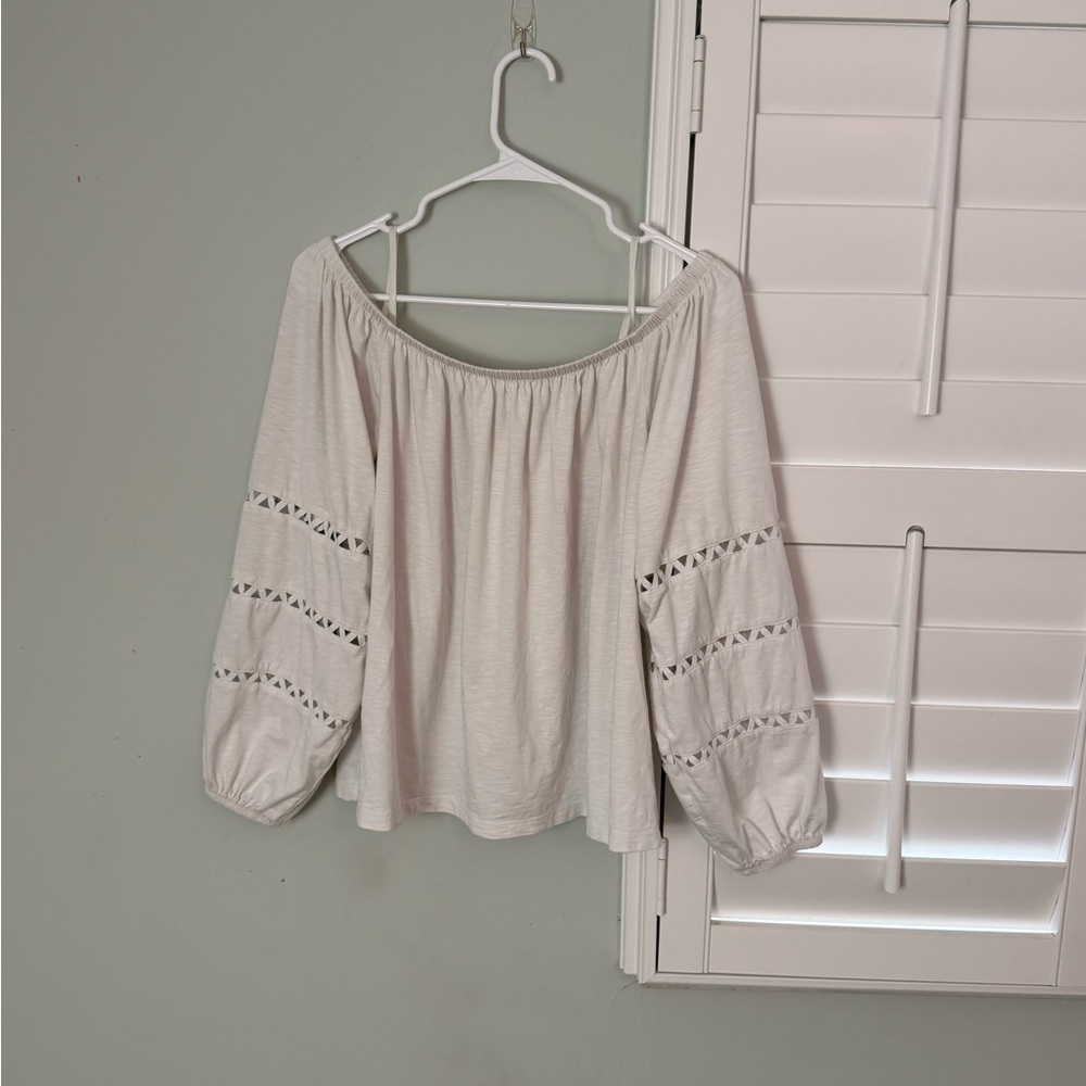 Lilly Pulitzer Off the Shoulder Top Size L Cream Boho Sleeve